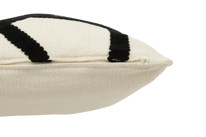 J-line - Kussen Streep Textiel Wit|zwart - 43x43x10cm