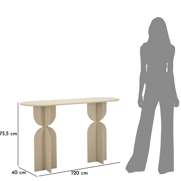 Crèmekleurige metalen console cm 120x40x75,5