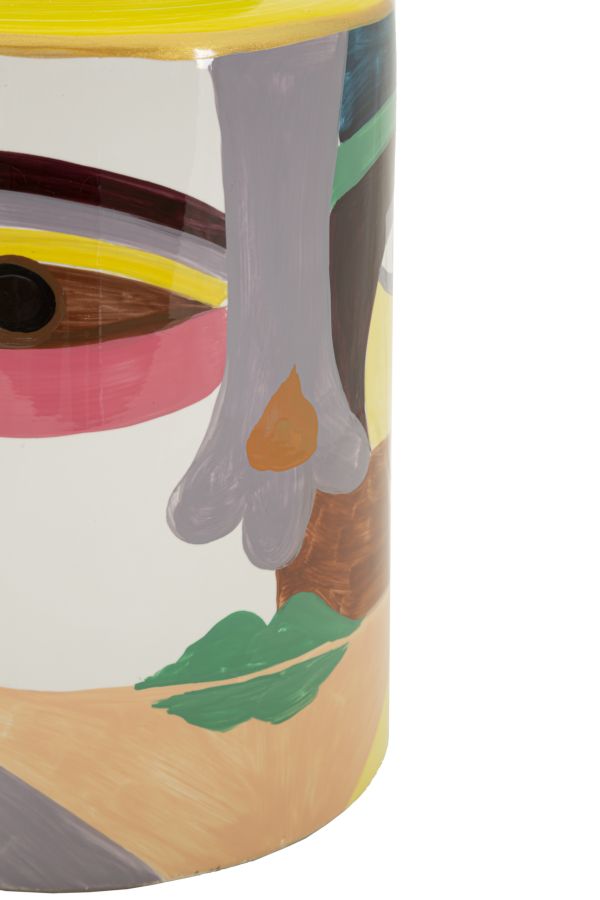 Veelkleurige keramische vaas met deksel cm ø 19x28