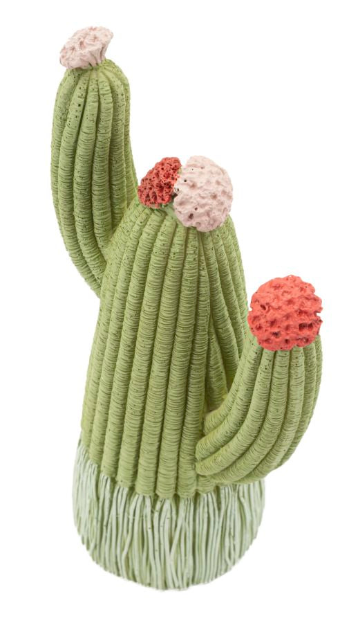 Cactusvormig beeldje van veelkleurige hars 10,5x6,5x20,5 cm