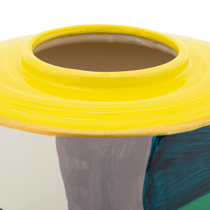 Veelkleurige keramische vaas met deksel cm ø 19x33