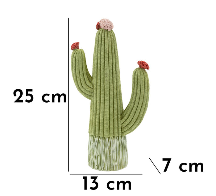Cactusvormig beeldje van veelkleurige hars 13x7x25 cm