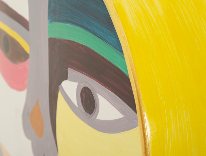 Veelkleurige keramische vaas met deksel 28x9x33 cm