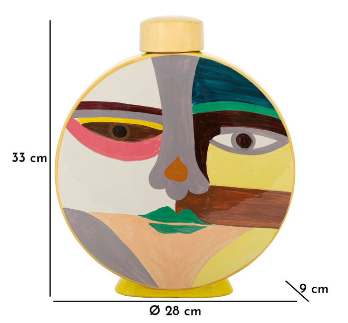 Veelkleurige keramische vaas met deksel 28x9x33 cm