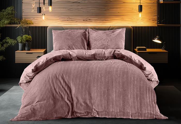 Eleganzzz Dekbedovertrek Teddy Rib Fleece - old rose