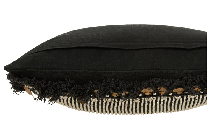 J-line - Kussen Ibiza Textiel Zwart - 45x45x10.5cm