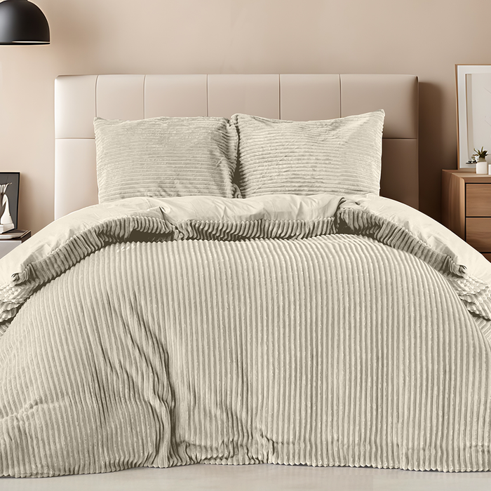 Eleganzzz Dekbedovertrek Teddy Rib Fleece - beige