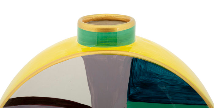 Veelkleurige keramische vaas met deksel 23x9x28 cm