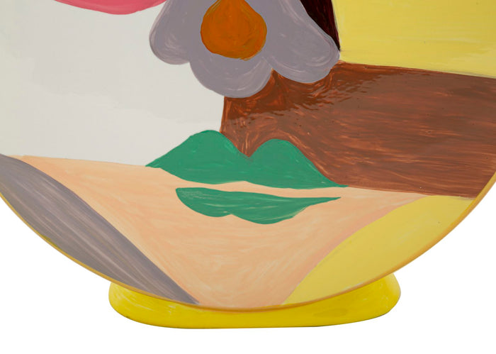 Veelkleurige keramische vaas met deksel 23x9x28 cm