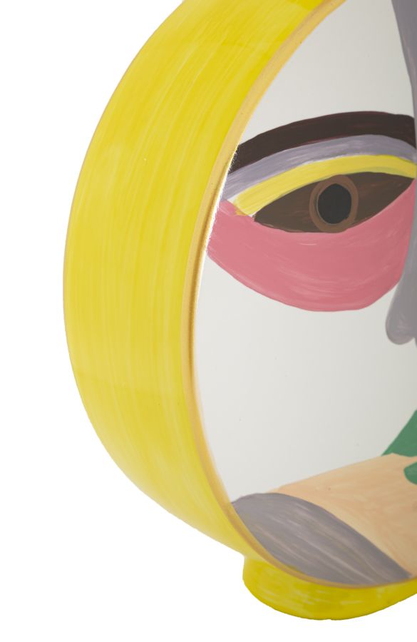 Veelkleurige keramische vaas met deksel 23x9x28 cm