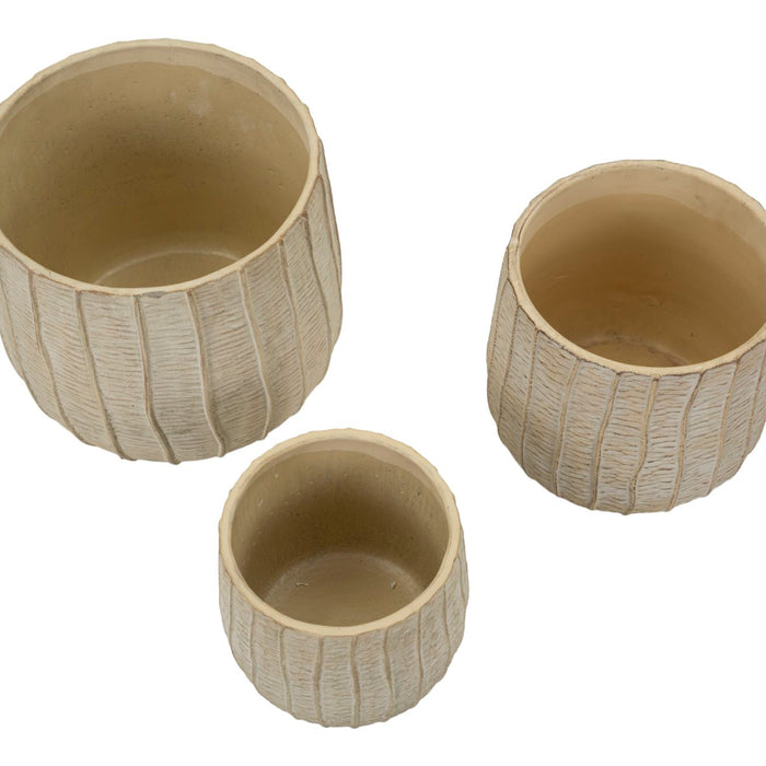 Crèmekleurige keramische vazen set van 3 stuks cm 30,5x27-25x22,2-19,5x18