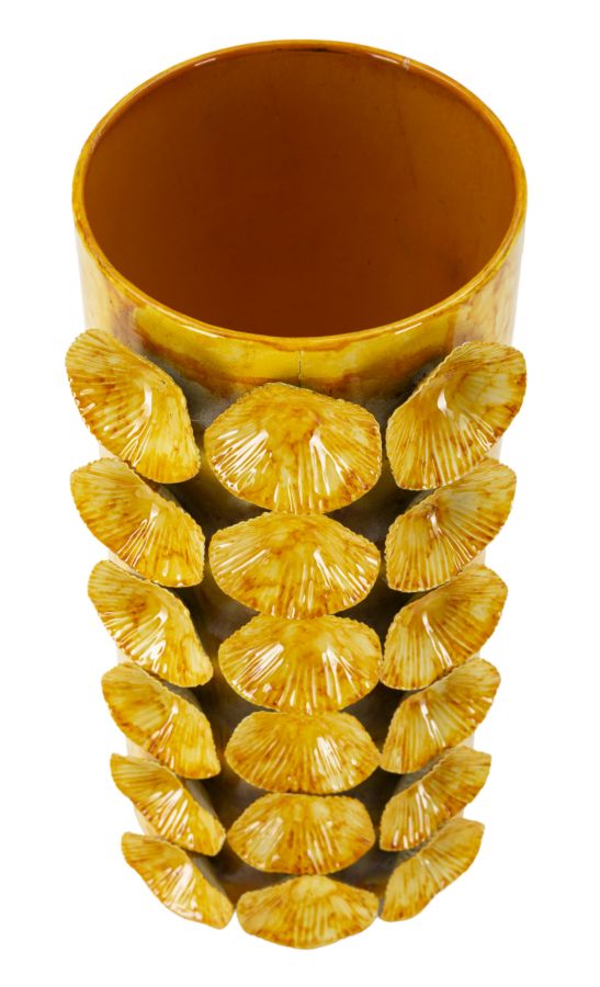 Gele metalen vaas cm 16x15x33