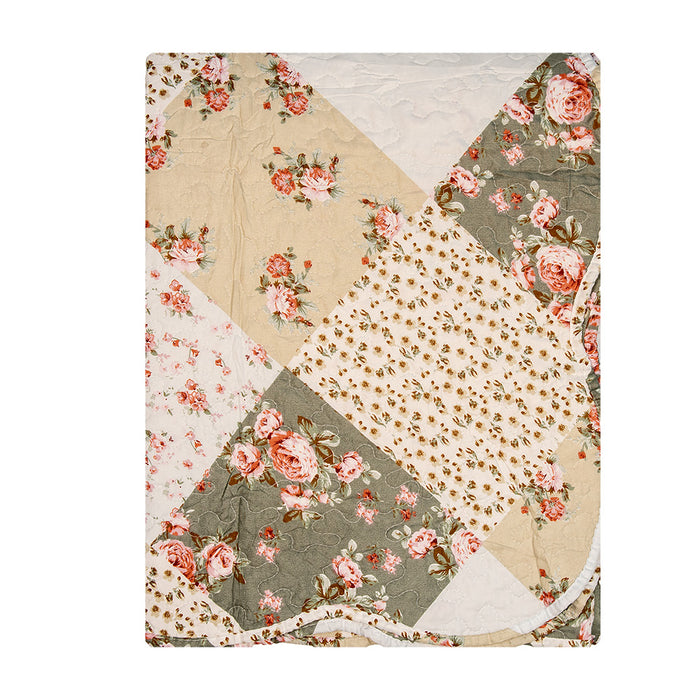 Clayre & Eef Bedsprei 230x250 cm Groen Beige Polyester Sprei