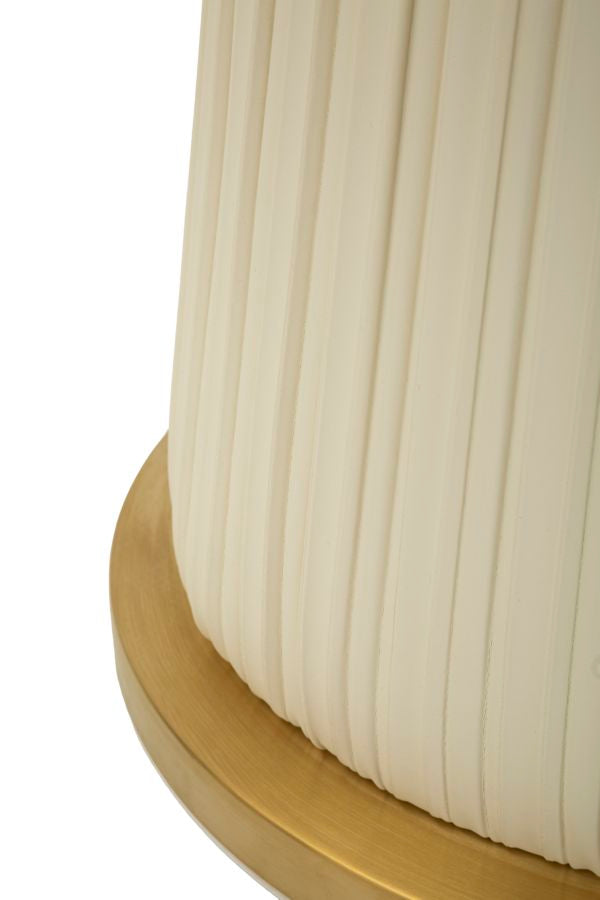 Salontafel in crème leer met marmeren blad cm ø 60x54