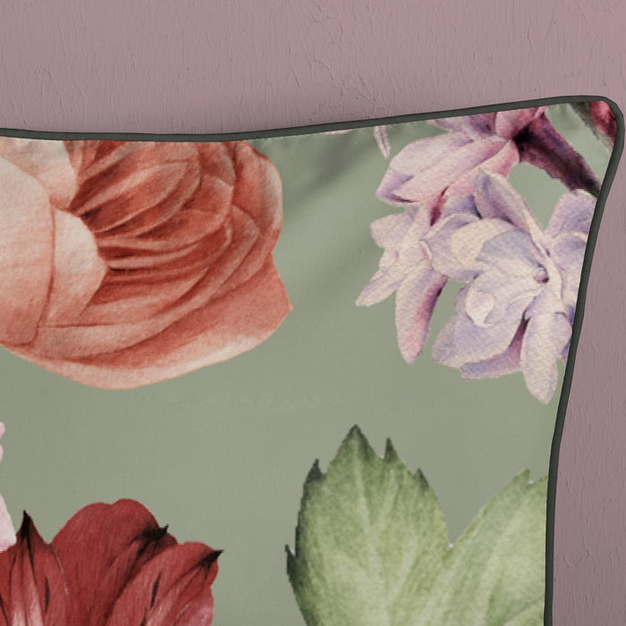 Descanso Dekbedovertrek Biologische Katoen Satijn Fiori - green