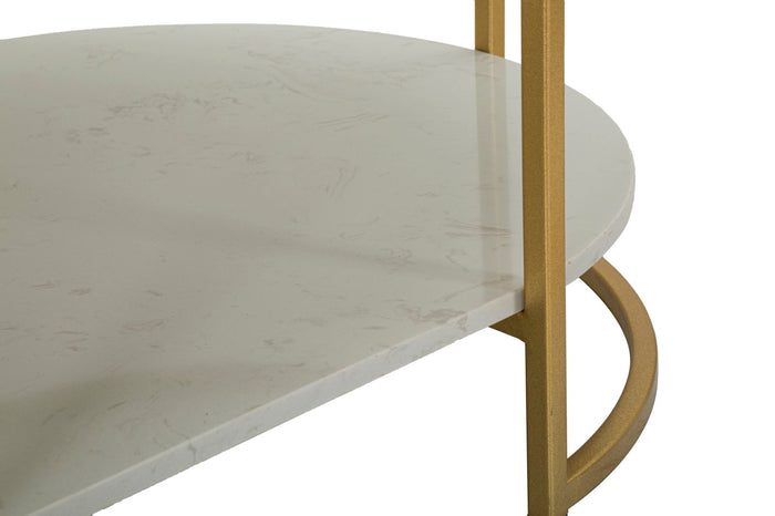 Salontafel in goudkleurig metaal en marmer cm 90x60x45