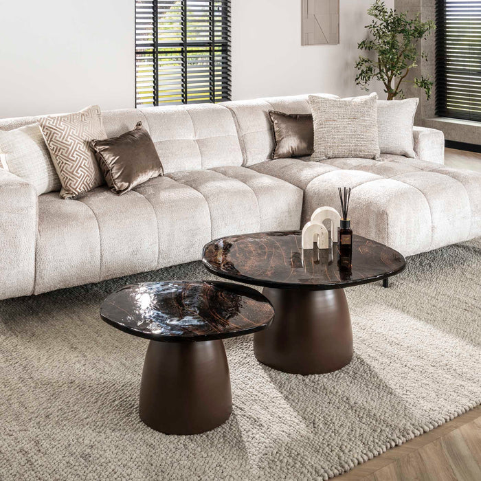 Giga Meubel - Salontafel Koper Metaal|Glas - 80x70x40cm - Eclipse