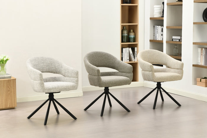 Livingfurn - Eetkamerstoel Linn Bisque Oasis Set van 2 - 62x58x85cm