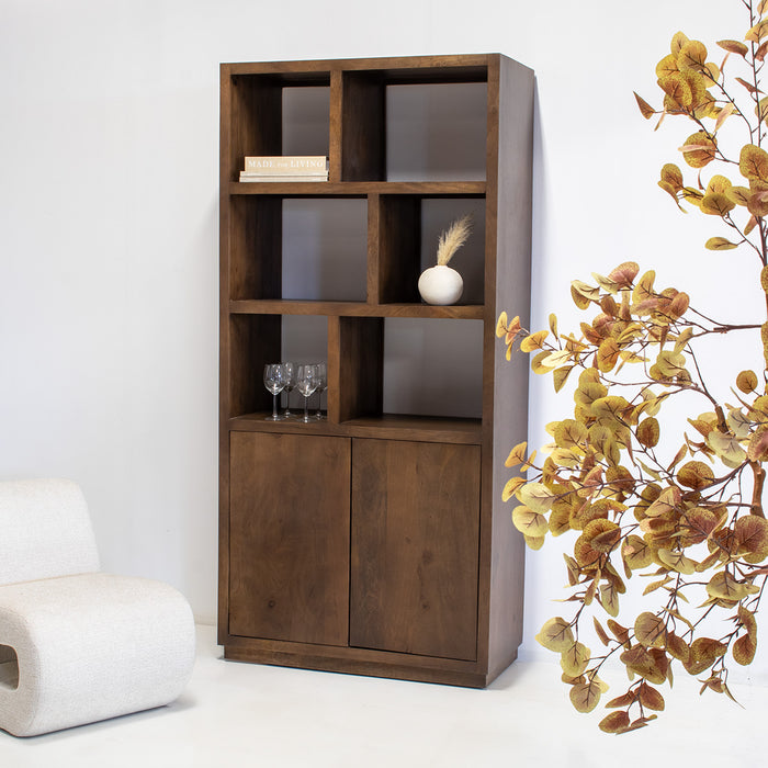 Giga Meubel - Vakkenkast Donkerbruin Hout - 100x45x210cm - Luxurious