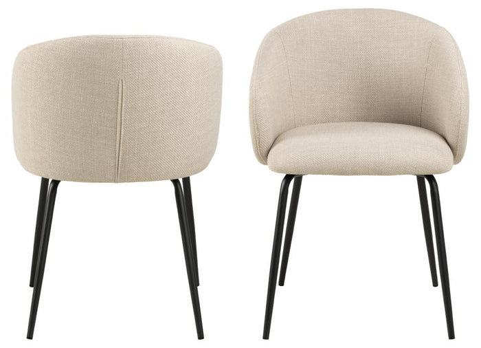 Giga Living - Eetkamerstoel - Beige - Stof - Zithoogte 48cm - Skive - Set van 2