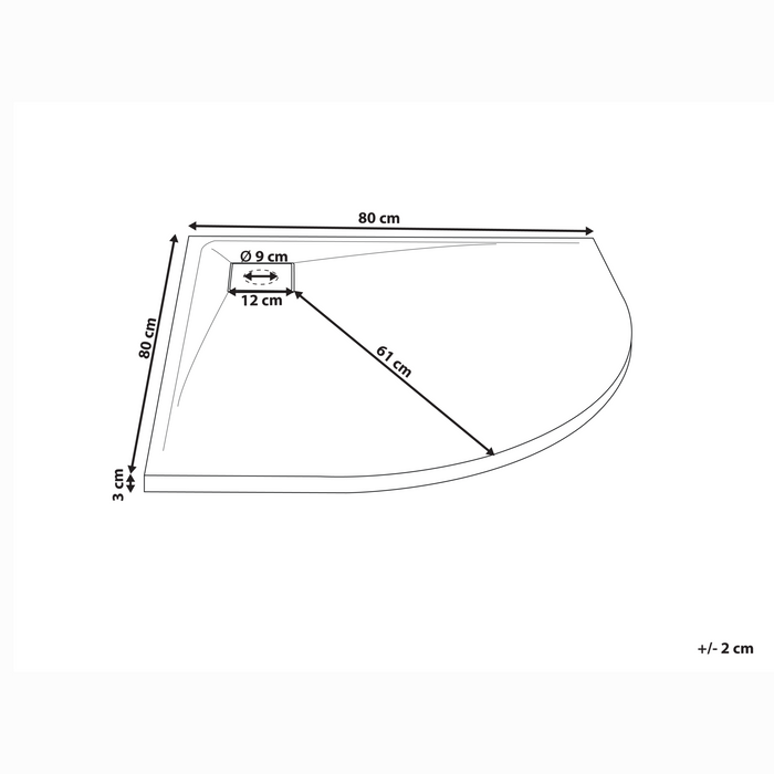 Beliani - PARON - Douchebak - Zwart - 80 x 80 x 3 cm - SMC (kunststof)