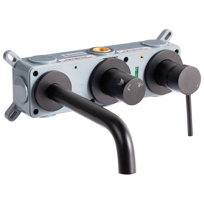 Beliani - JAVIRA - Wandgemonteerde badmengkraan - Zwart - Messing