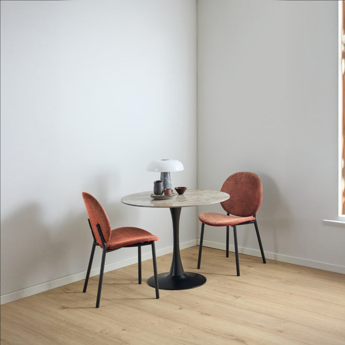 Giga Living - Eetkamerstoel - Terracotta - Stof - Zithoogte 46,5cm - Elda - Set van 2