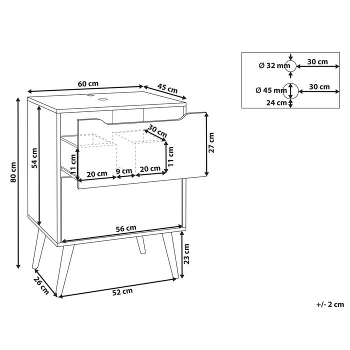 Beliani - CARIACICA - Wastafelkast - Lichtbruin - 60 x 80 cm - MDP