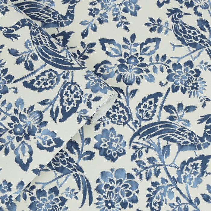 Laura Ashley Adain Palace Behang - Bloemen - 10mx52cm - Blauw