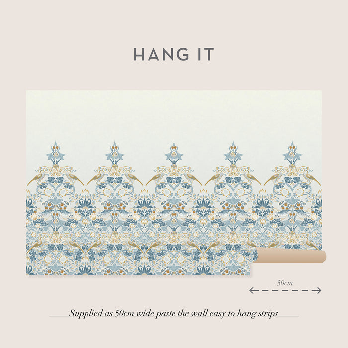 William Morris at Home Fotobehang Strawberry Thief Soft Blue