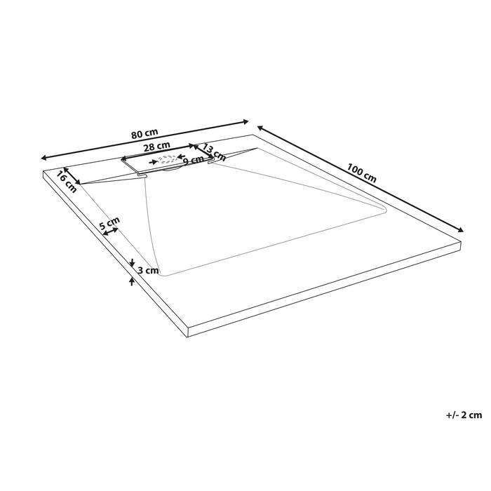 Beliani-AZZURRO-Douchebak-Zwart-100 x 80 x 3 cm-SMC (kunststof)