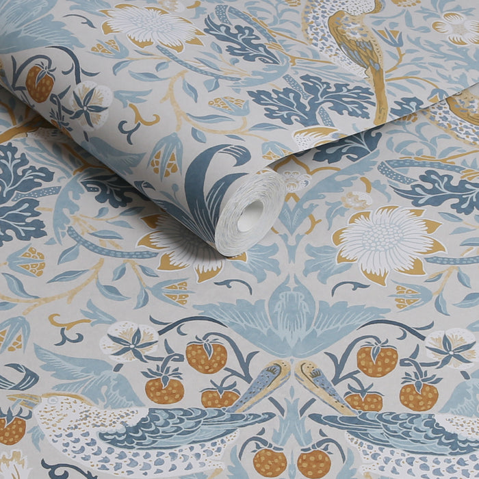 William Morris at Home vliesbehang Strawberry Thief Soft Blue