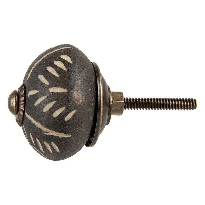 Clayre & Eef Deurknop Ø 4x4 cm Grijs Keramiek