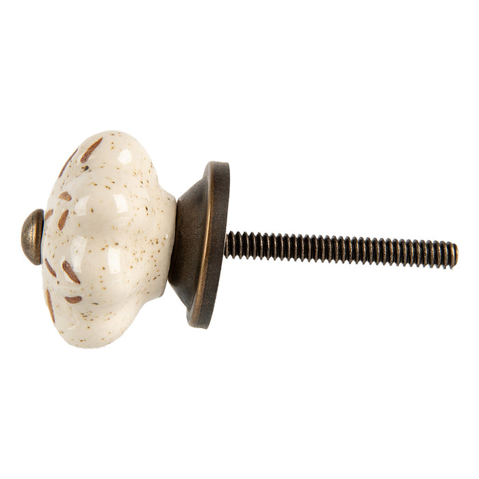 Clayre & Eef Deurknop Ø 4x3 cm Beige Keramiek