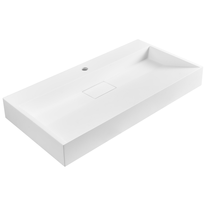 Beliani - QUENKO - Wastafel - Wit - 90 x 46 cm - Mineraalgietwerk