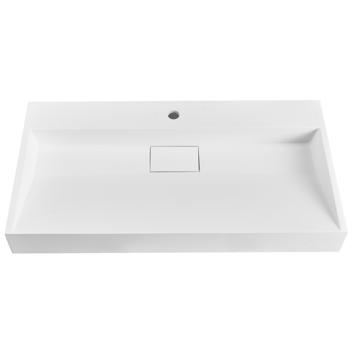 Beliani - QUENKO - Wastafel - Wit - 90 x 46 cm - Mineraalgietwerk