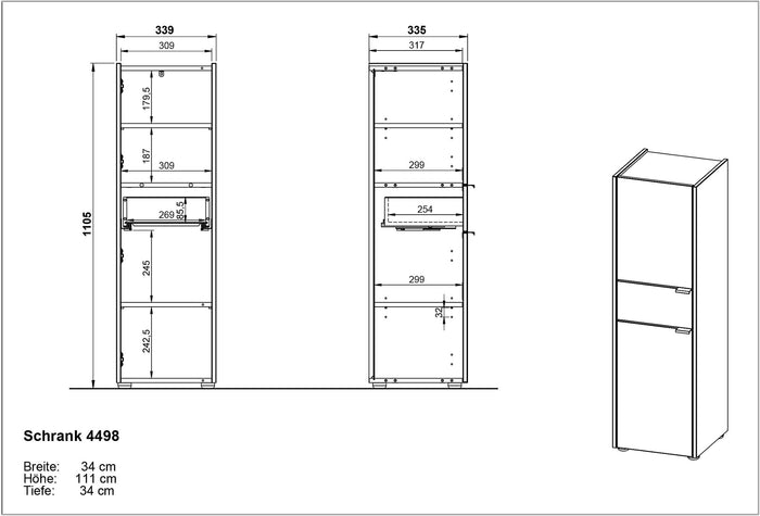 Germania Forano Grafiet | Eiken Badkamerkast Hoog