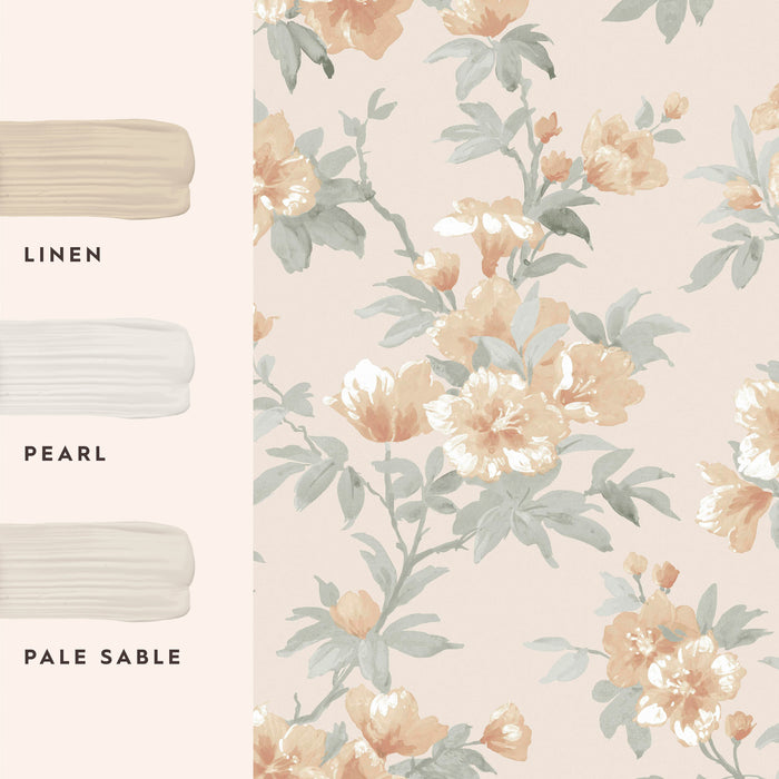 Laura Ashley Rosamund Behang - Bloemen - 10mx52cm - Geel