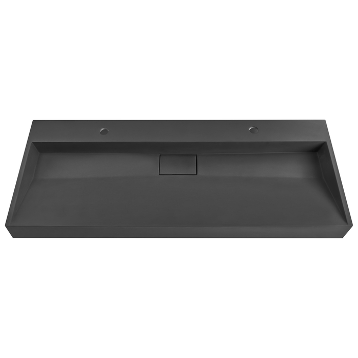 Beliani-QUENKO-Dubbele wastafel-Zwart-120 x 46 cm-Mineraalgietwerk