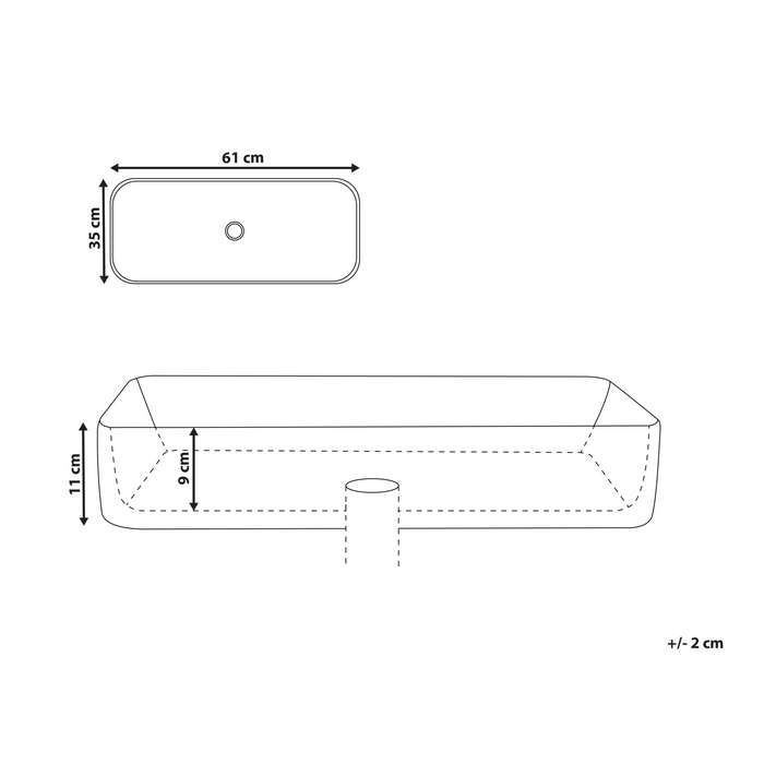 Beliani - ARTAJ - Wastafel - Grijs - 61 x 35 - Keramiek