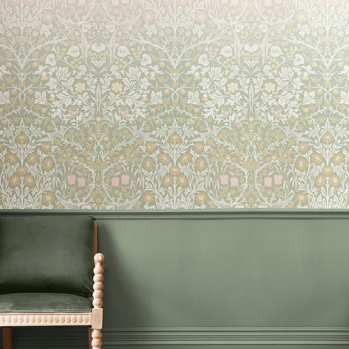 William Morris at Home Fotobehang Blackthorn Sage & Pink