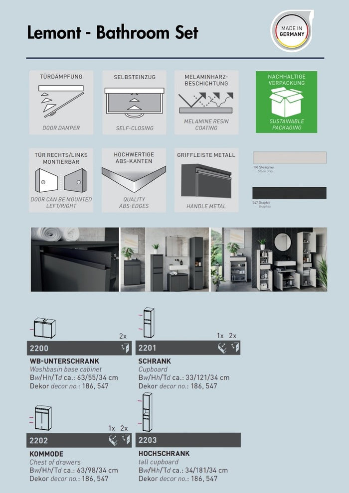 Germania Lemont Grafiet Badkamerkast