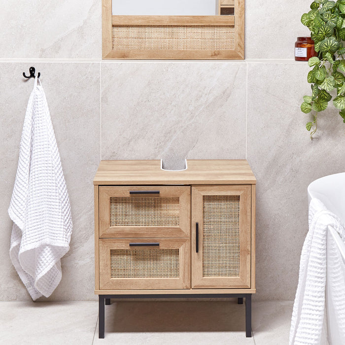 Beliani - ROSELL - Staande wastafelkast - Lichthout - Vezelplaat