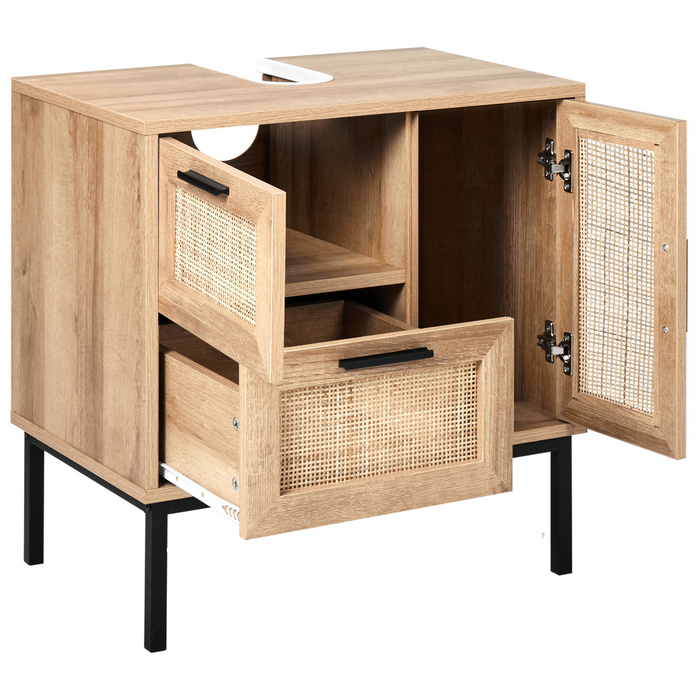 Beliani - ROSELL - Staande wastafelkast - Lichthout - Vezelplaat