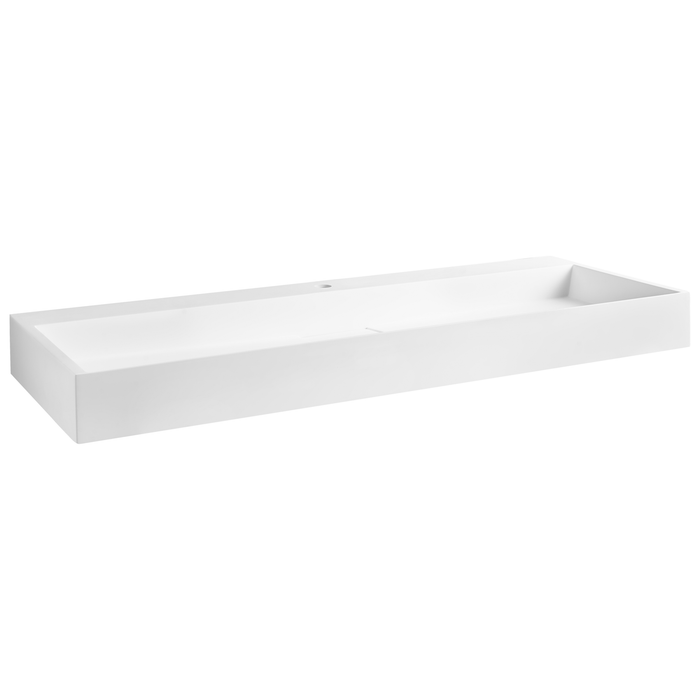 Beliani - QUENKO - Wastafel - Wit - 120 x 46 cm - Mineraalgietwerk