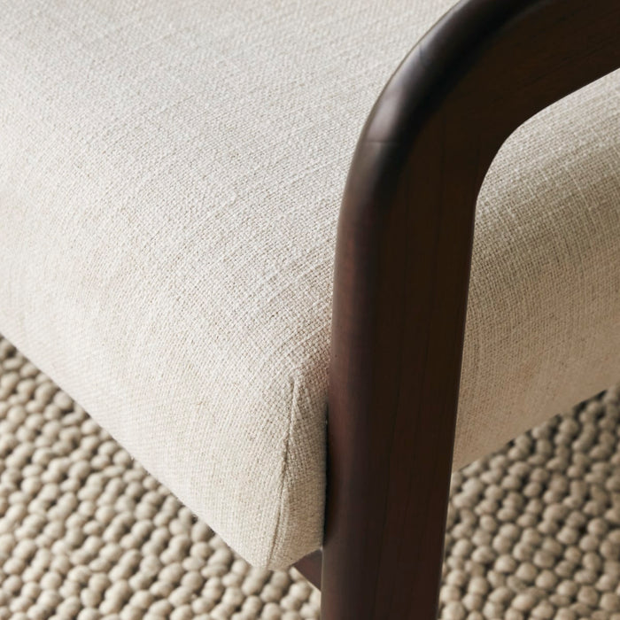 Tikamoon - Fauteuil in massief mindihout en ecru bouclé stof Charlie,…