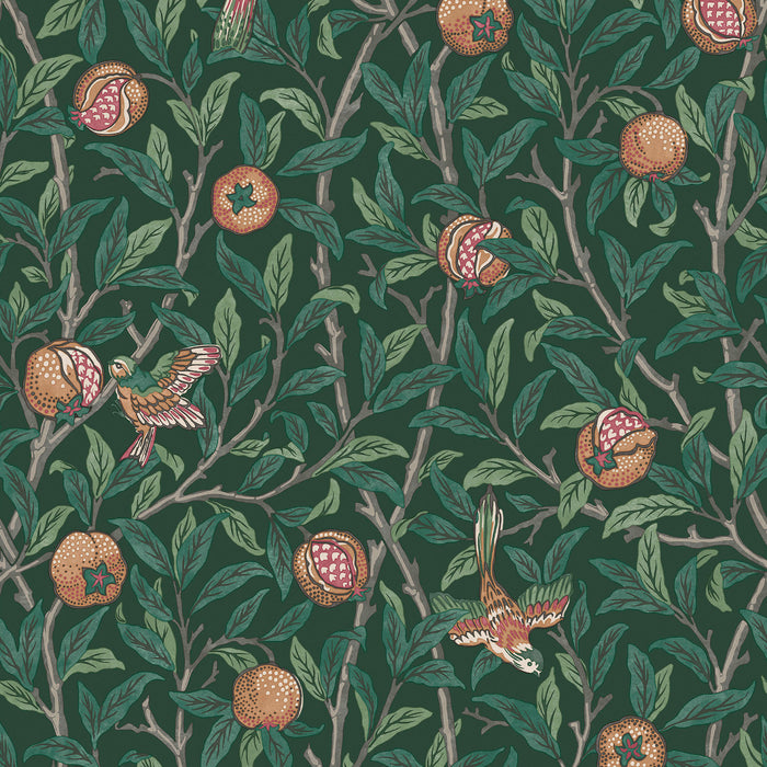William Morris at Home vliesbehang Bird & Pomegranate Deep Green