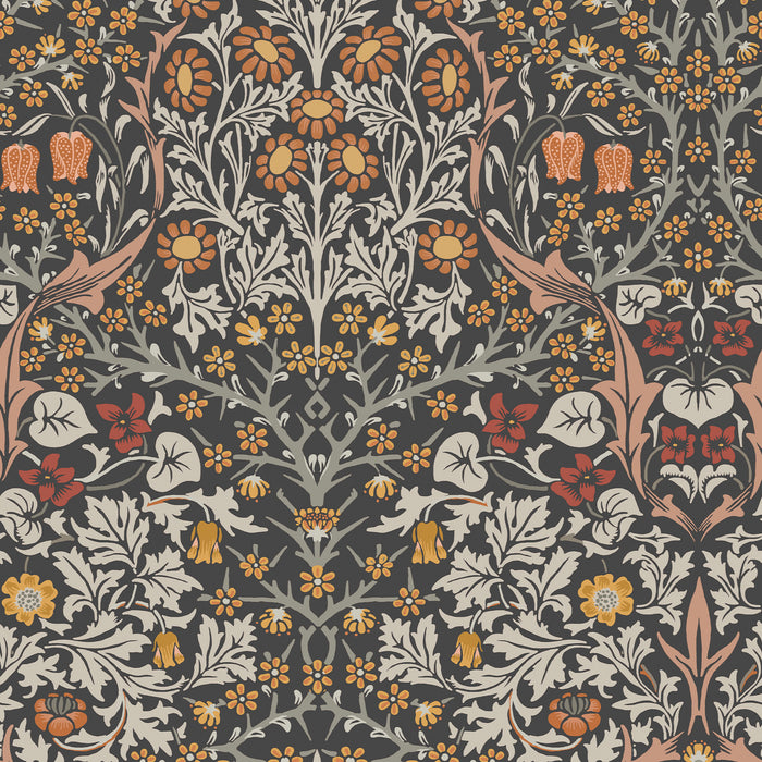 William Morris at Home vliesbehang Blackthorn Charcoal & Burnt Orange