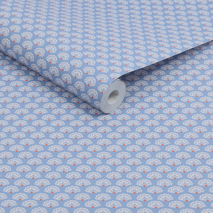 Joules Vliesbehang - Peacock Geo Blue - 1005x52