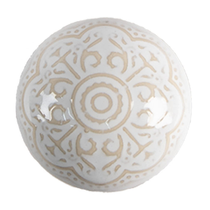 Clayre & Eef Deurknop Set van 4 Ø 4 cm Beige Keramiek